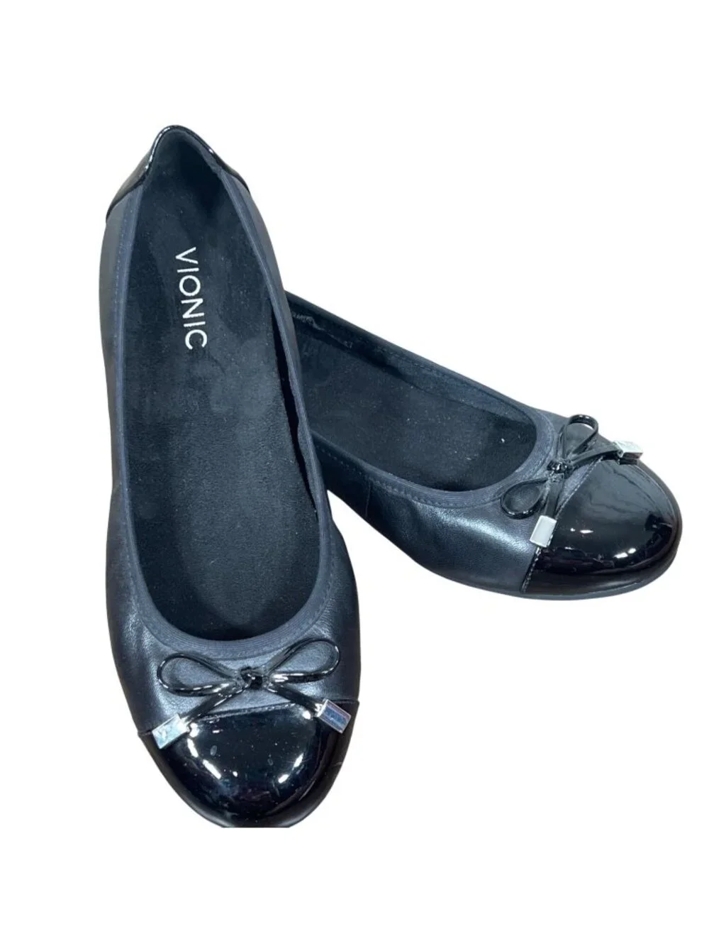 VIONIC Spark Minna Ballet Slipper Flats Black Leather Sz 9.5 EUC